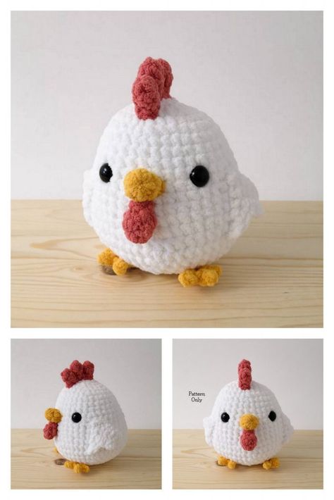 Crocheted Chicken, Amigurumi Small, Crochet Project Free, Easy Crochet Animals, Crochet Chicken, Small Chicken, Pola Amigurumi, Crochet Baby Toys, Crochet Animals Free Patterns