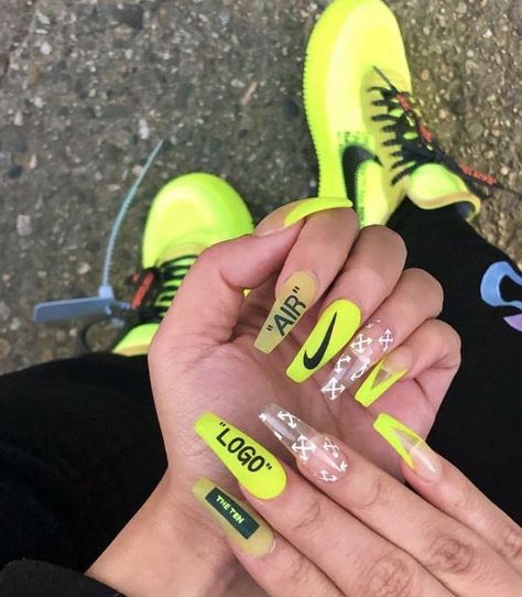 Sneaker Nails, Nike Nails, Drip Nails, Edgy Nails, Grunge Nails, Glow Nails, Nail Swag, Acrylic Nails Coffin Short, Colorful Nail Designs