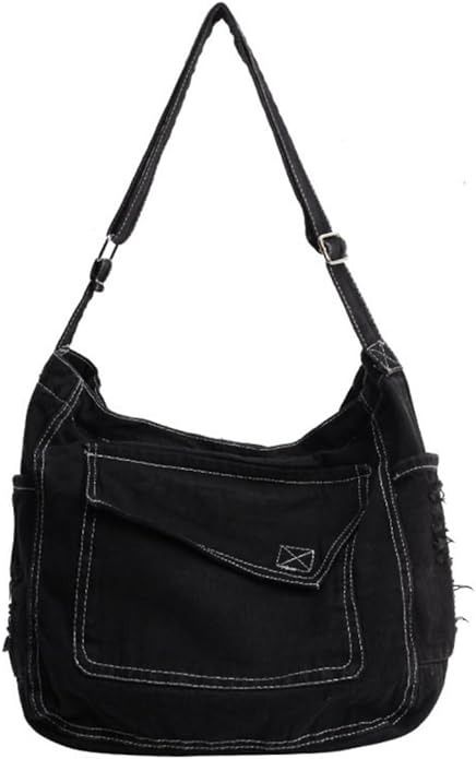 Amazon.com: WIGUYUN Womens Denim Shoulder Hobo Handbag Canvas Jean Cross Body Bag Leisure Daily Travel Bag Shopping Bag,Black : Clothing, Shoes & Jewelry Black Clothing, Womens Denim, Black Bag, Denim Women, Shoes Jewelry, Black, Bag Women, Body Bag, Cross Body