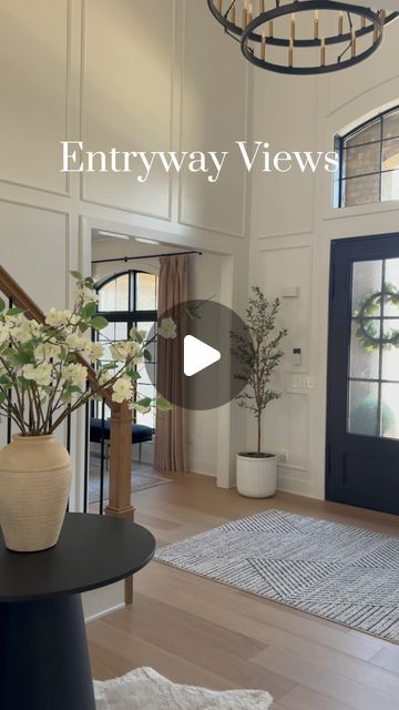 Foyer With Office Entryway, Neutral Foyer Entryway, 2 Story Foyer Ideas Entryway, Two Story Foyer Ideas Entryway, Large Foyer Ideas, Chandelier Entryway, Foyer Ideas Entryway, Console Table Entryway, Entryway Chandelier