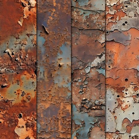 Rusted Metal Seamless Patterns made with AI tools Rust Drawing Texture, Rust Aesthetic, Rust Embroidery, Coastal Textures, Rusted Metal Texture, Corroded Metal, Rusting Metal, Rust Texture, Decay Art