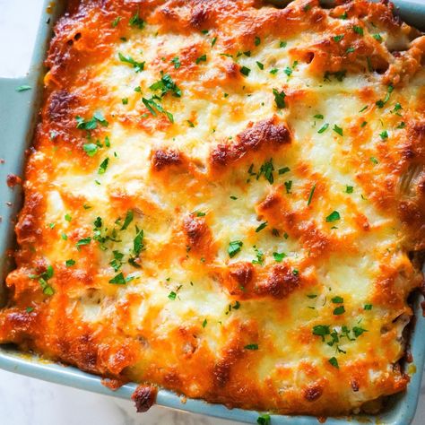 Baked Ziti For Two Healthy Baked Ziti Recipe Ground Turkey, Baked Ziti For Two, Easy Baked Ziti With Ground Beef Simple, How To Make Baked Ziti, Ziti For Two, Oven Baked Ziti, Baked Zitti, Bake Ziti, Baked Ziti With Ground Beef