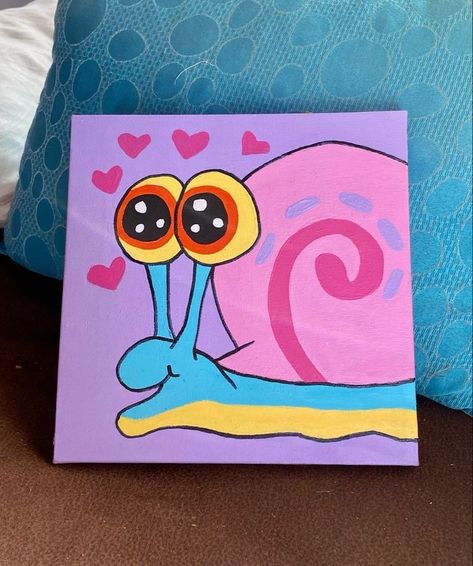 Small Canvas Paintings Spongebob, Simple Painting Ideas Aesthetic Cartoon, Cool Art Drawings Easy Aesthetic, Painting Ideas Easy Simple Circle, Acrylic Painting Ideas Square Canvas, Easy Canvas Art Love, Things To Draw In A Canvas, Spongebob Acrylic Painting Easy, Easy Paintings Square Canvas