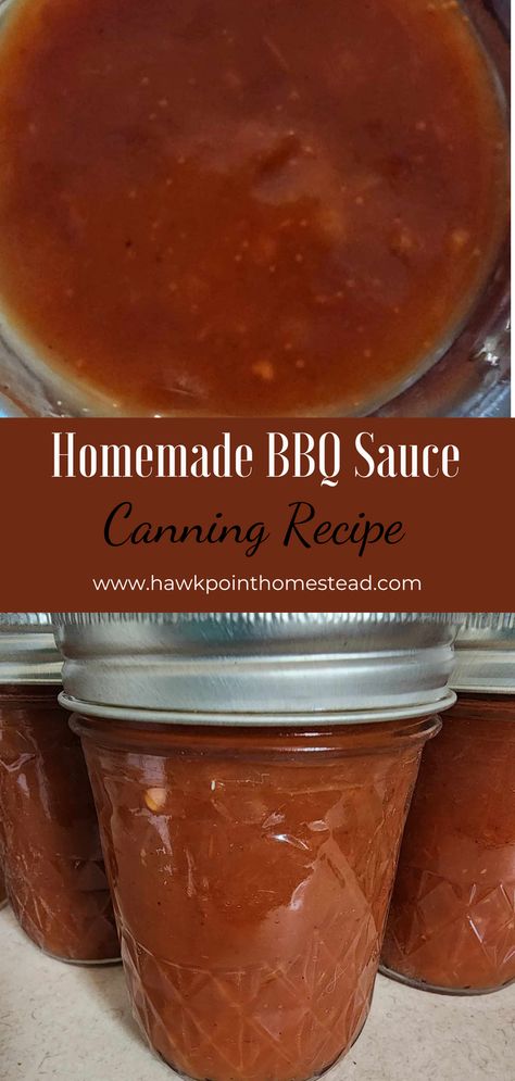 This homemade BBQ sauce recipe for canning is easy and delicious. It is made from fresh tomatoes and with no sugar! The recipe is just simple ingredients and can be made very quickly. Such a wonderful way to use those fresh tomatoes from your garden and make a wonderful BBQ sauce that can be used for so many things, and pairs perfectly with grilled meats like ribs, chicken and pork. This BBQ sauce is made with honey and little bit of heat which gives it an interesting flavor. Tomato Bbq Sauce Recipe, Homemade Bbq Sauce With Fresh Tomatoes, Bbq Sauce With Fresh Tomatoes, Fresh Tomato Bbq Sauce, Bbq Sauce From Fresh Tomatoes, Canning Bbq Sauce With Fresh Tomatoes, Canned Bbq Sauce Recipe, Bbq Sauce Canning Recipe, Canning Bbq Sauce Water Bath