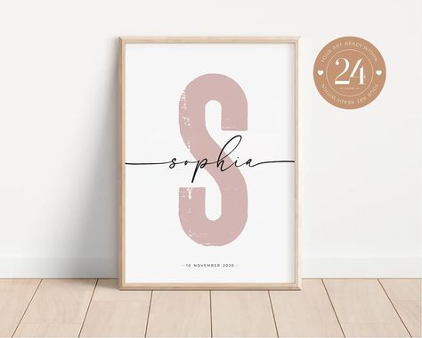 Nursery Poster Ideas, Kids Name Art, Nursery Name Art, Nursery Name Decor, Baby Name Art, Name Paintings, New Baby Names, Baby Name Announcement, Personalized Nursery Decor