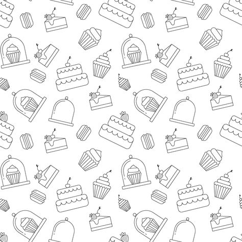 Bakery Elements, Cake Background, Cupcake Pattern, Modern Office Interiors, Pattern Illustration, Vector Photo, White Patterns, Background Patterns, Seamless Pattern