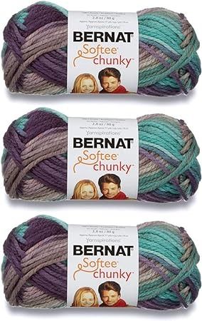 Amazon.com: Bernat Softee Chunky Shadow Yarn - 3 Pack of 80g/2.8oz - Acrylic - 6 Super Bulky - 77 Yards - Knitting/Crochet Bernat Softee Chunky Yarn, Bernat Softee Chunky, Blanket Stitches, Mystery Shack, Ombre Yarn, Crochet Stitches For Blankets, Knitting Gauge, I Love This Yarn, Chunky Wool