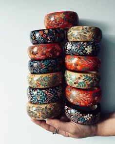 Wooden Bangles, Entrance Decoration, Bangles Diy, Wooden Bangle, Home Entrance, Wooden Bracelet, Painted Jewelry, Hand Painted Jewelry, Bridal Bangles