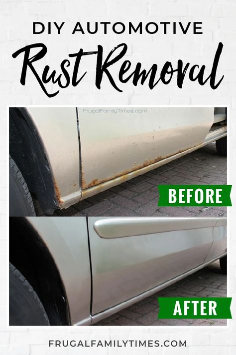 A quick and easy tutorial: how to get rid of rust on a car on a budget. Make your beater better! DIY rust repair. Saving money on fixing up your car. Car Rust Repair, Car Paint Repair, Car Repair Diy, Car Care Tips, Car Diy, Remove Rust, Rust Removal, Paint Repair, Car Fix