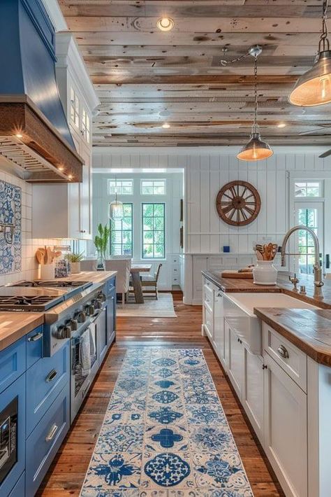 ￼ French Style Kitchen Ideas, Cape Cod House Interior Ideas, New England Style Kitchen, Industrial Loft Kitchen, Loft Kitchens, Cape Cod Kitchen, French Style Kitchen, White Wood Kitchens, Distressed Wood Furniture