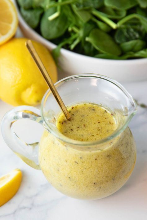 Simple Lemon Vinaigrette Dressing - CenterCutCook Best Lemon Vinaigrette Dressing Recipe, Easy Lemon Vinaigrette, Easy Lemon Salad Dressing, Healthy Lemon Dressing, Lemon Oil Dressing, Lemon Vinegarette Dressing Easy, Lemon Ginger Dressing, Best Vinaigrette Dressing Recipe, Vingerete Dressing Recipes