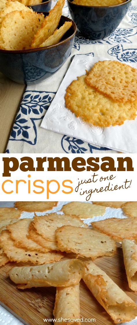 How to melt cheese for parmesan crisps Parmesan Crisps Recipe, Parmesan Cheese Crisps, Parmesan Chips, Parmesan Crisps, Dried Basil, Cheese Crisps, Dessert Party, Crisp Recipe, Low Carb Snacks