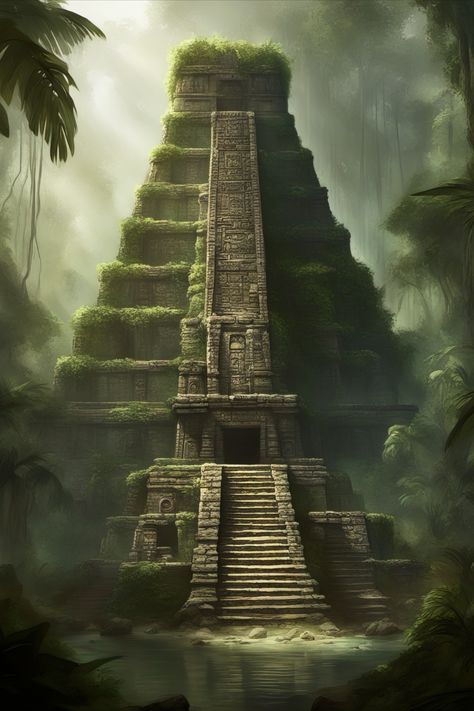 Stable Diffusion XL Jungle Concept Art, Mesoamerican Architecture, Aztec Temple, Mayan Temple, Stomach Tattoo, Manchester United Team, Stomach Tattoos, Aztec Art, In The Jungle