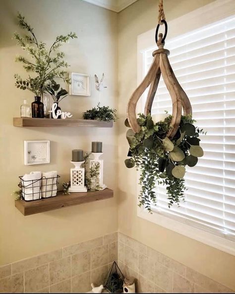 How To Decorate A Garden Tub, Bathtub Shelf Decor, Master Bath Wall Decor, Hanging Plants In Bathroom, Bathtub Shelf, Spa Bathroom Decor, 2024 Bathroom, Toilet Room Decor, Dream House Living Room