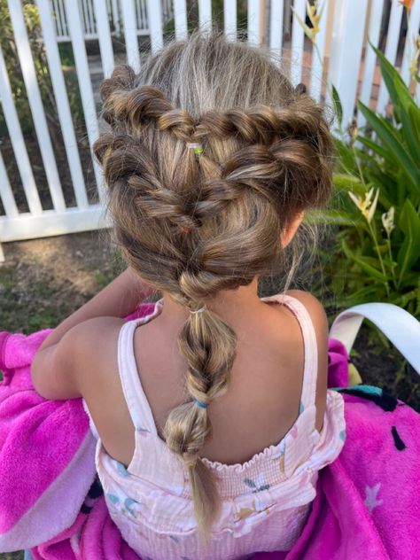 A great updo for any occasion, but especially for a mermaid costume!! Pink Colored Hair, Mermaid Halloween, Toddler Hairstyles Girl, Tangled Hair, Mermaid Inspired, Toddler Halloween Costumes, Mermaid Costume, Colored Hair, Hair Spray