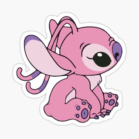 Lilo And Stitch Stickers, Angel Lilo And Stitch, Lilo En Stitch, Stickers Cool, Lilo And Stitch Drawings, Pink Stitch, Lilo Y Stitch, Cute Laptop Stickers, Stitch Drawing