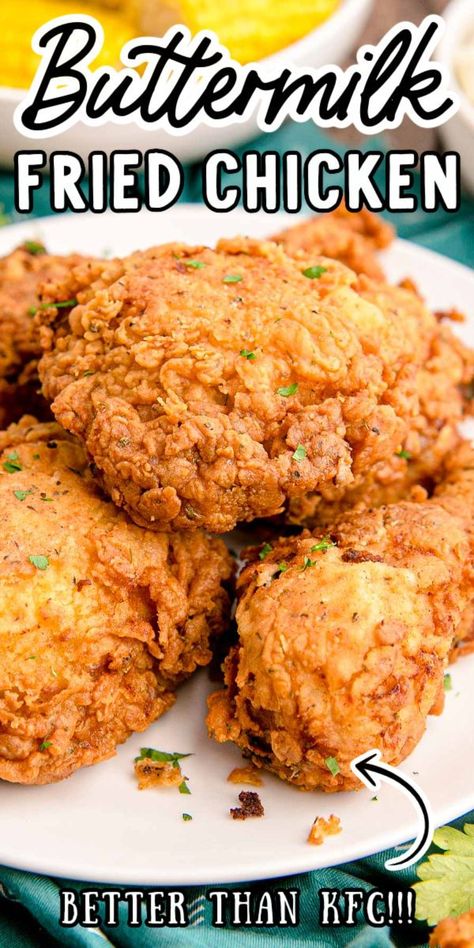 Buttermilk Battered Chicken, Best Coating For Fried Chicken, Best Buttermilk Fried Chicken Recipe, Fried Chicken Extra Crispy, Fried Chicken Soaked In Buttermilk, Easy Homemade Fried Chicken, Crispy Southern Fried Chicken, How To Make Fry Chicken, Fried Chicken For A Crowd