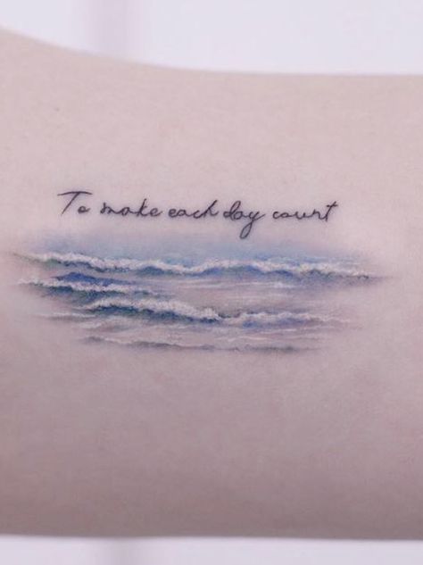 Beach Memorial Tattoo, Ocean Memorial Tattoo, Tattoo Waves Ocean, Ride The Wave Tattoo, Tattoo Seashell, Tattoo Mare, Tattoo Waves, Scuba Tattoo, Water Tattoos