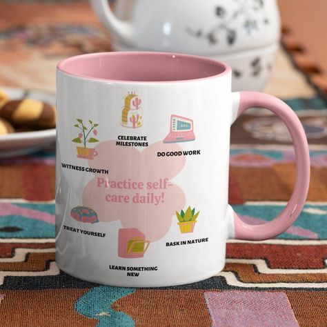 Mug Quotes Inspirational, Cup Print Design Mugs, Motivational Mugs, Mug Quotes, Daily Self Care, Citation Positive, Cute Furniture, Customised Mugs, Daily Positive Affirmations