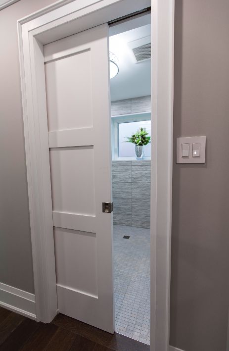 Pocket door bathroom