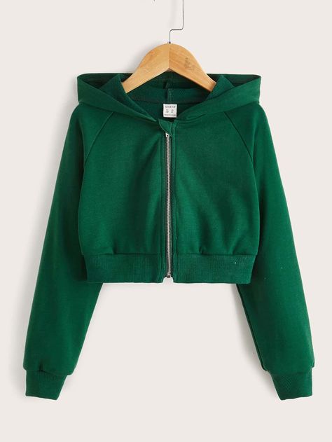 Green Cropped Hoodie, Cropped Zip Up Hoodie, Crop Top Jacket, Zipper Shirt, Cropped Zip Up, Girls Fall Outfits, Crop Top Hoodie