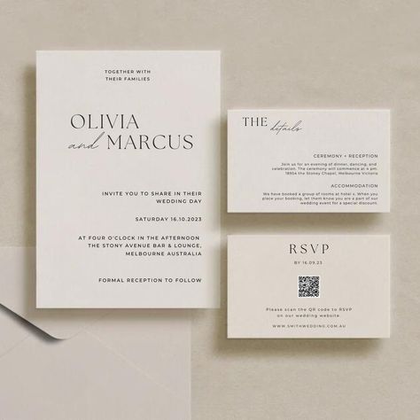 Minimalist Wedding Invite Set | | Wedding Invitation Set With QR code | Modern Invites | Wedding Invitations Online RSVP | Printable Invite Online Rsvp, Invites Wedding, Invitation Fonts, Wedding Invitations Online, Wedding 2025, Minimalist Wedding Invitations, Invitation Ideas, Modern Invitation, Le Lot