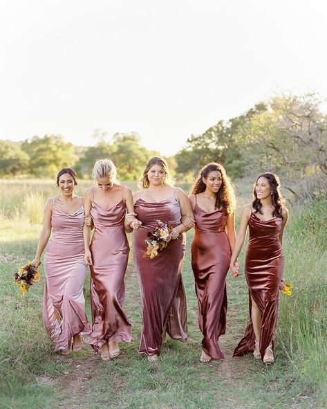 Rose Colored Bridesmaids Dresses, Fall Pink Wedding Bridesmaid Dresses, Mauve Pink Bridesmaid Dress, Dusty Rose Bridesmaid Dress Mismatched, Pink Velvet Bridesmaid Dresses, Dusty Rose Bridesmaid Dress Long, Dusty Pink Bridesmaid Dresses Long, Mixed Fabric Bridesmaid Dresses, Summer Bridesmaid Dresses Colors