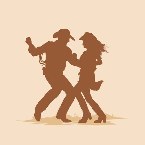 Free vector hand drawn dancing cowboy si... | Free Vector #Freepik #freevector #silhouette #dance #western #cowboy Line Dancing Aesthetic, Dancing Drawing Reference, Cowboy Dancing, Cowboy Dance, Dance Western, Dancing Cowboy, Silhouette Dance, Cowboy Silhouette, Dancing Drawing