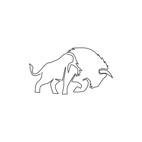 One single line drawing of healthy organic american bison for livestock cattle logo identity. Big buffalo mascot concept for canned meat food. Dynamic one line vector graphic draw design illustration Bison Logo, Buffalo Head, Meat Food, Line Vector, Canned Meat, Logo Identity, Single Line Drawing, American Bison, Single Line