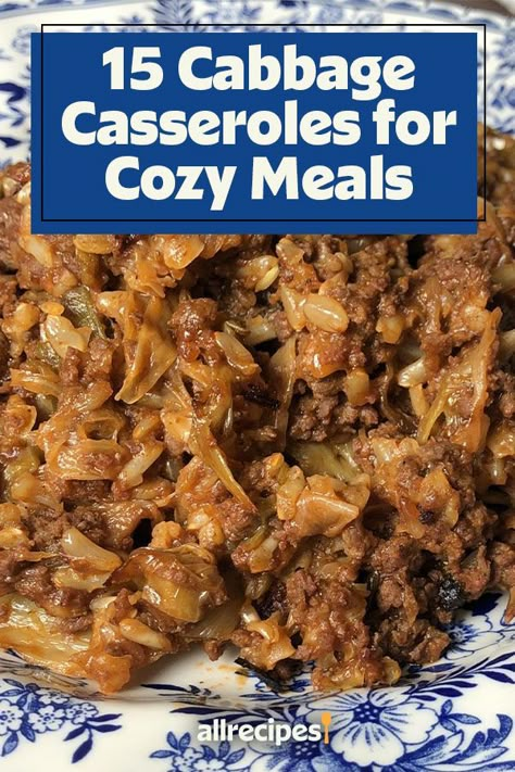 Looking for the best cabbage recipes? Try cooking these quick and easy cabbage casseroles! From cabbage roll casserole to pork chop and cabbage casserole, you will love baking these casserole recipes for an easy side dish or easy dinner! Easy Cabbage Dinner Recipes, Supper Ideas With Cabbage, Cabbage Pie Casserole, Chicken And Cabbage Casserole Recipes, Baked Cabbage Casserole Recipes, One Pot Cabbage Casserole, Coleslaw Recipe Using Bagged Cabbage, Casseroles With Cabbage, Red Cabbage Casserole Recipes