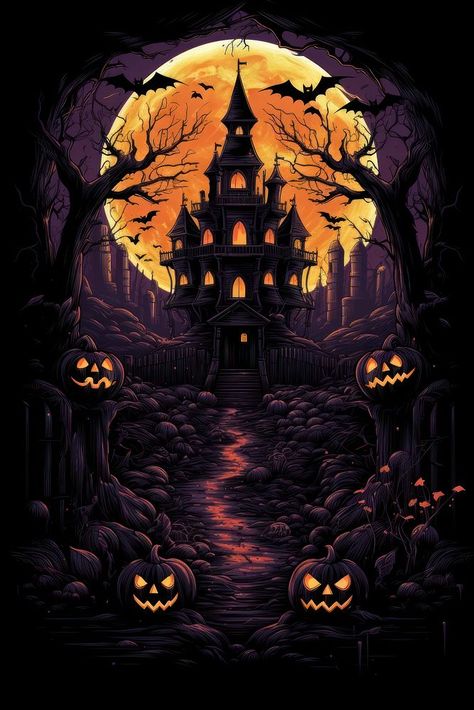 Halloween spooky castle purple illustration.  by rawpixel. | premium image by rawpixel.com / Teddy Purple Illustration, Backgrounds Halloween, Spooky Castle, Halloween Castle, Spooky Castles, About Halloween, Halloween Tree, Halloween Trees, Awesome Designs