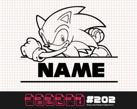 Sonic The Hedgehog Silhouette, Sonic Font Letters, Sonic Svg Cricut, Sonic Svg Free, Disney Characters Outline, Sonic The Hedgehog Svg, Sonic Svg, Hedgehog Svg, Sonic Birthday