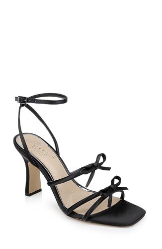 Jewel Badgley Mischka Women's Kiyomi Heeled Sandal Semi Formal Heels, Bow Straps, Winter Ball, Black Satin Heels, Formal Heels, Jewel Badgley Mischka, Flat Booties, Preppy Shoes, Ankle Wrap Sandals