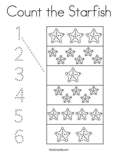 Count the Starfish Coloring Page - Twisty Noodle Starfish Activity Preschool, Sea Life Worksheets Preschool, Ocean Preschool Worksheets, Starfish Worksheet, Under The Sea Math Activities Preschool, Under The Sea Worksheets For Preschool, Starfish Activity, Starfish Craft Preschool, Starfish Activities