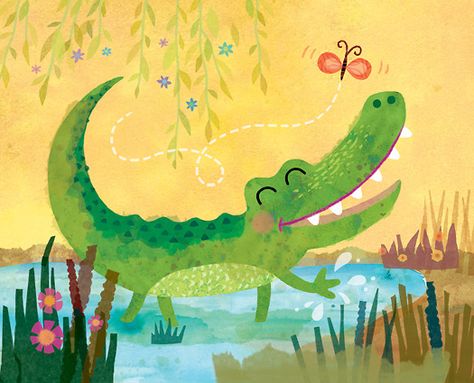 croc art, by Betsy Snyder Crocodile Illustration, October Art, Story Books Illustrations, 동화 삽화, Sea Life Art, Paper Collage Art, Book Illustration Art, Advocate Art, Hand Painted Stones