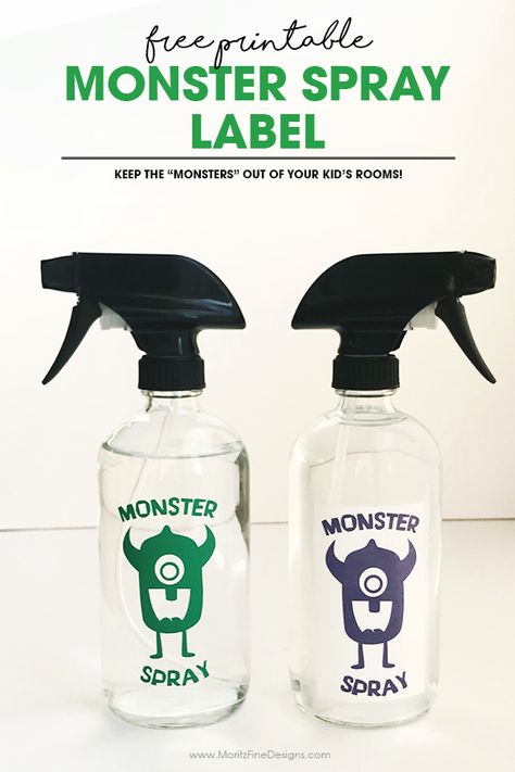 Keep those bed time monsters away! Spray this DIY Monster Spray under the bed and in the closet. Get this free printable label to make your Monster Spray. Monster Spray For Kids, Make Your Monster, Printables Organizational, Carson James, Make Your Own Monster, Monster Spray, Diy Water Bottle Labels, Diy Monsters, Summer Lemonade