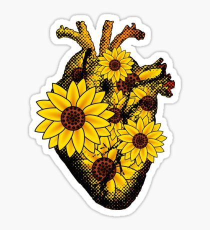 Sunflower Heart, Summer Stickers, Stickers Cool, Summer Sunflower, Sunflower Hearts, Cute Laptop Stickers, Sunflower Tattoos, Bubble Stickers, Tumblr Stickers