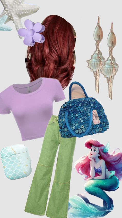 #ariel #princesscore #partofyourworld Ariel Costume Ideas For Women, Ariel Disneybound Casual, Ariel Disney Bounding, Ariel Inspired Outfits, Little Mermaid Inspired Outfit, Ariel Costume Diy, Ariel Outfit, Aurora Outfit, Adult Costumes Diy