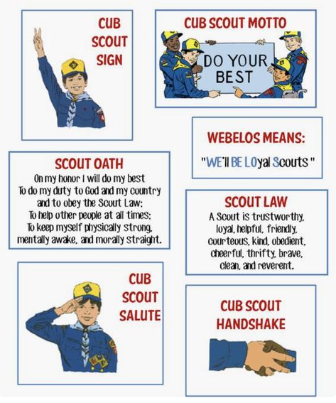 Scout Oath And Law, Cub Scout Oath, Cub Scout Motto, Cub Scout Law, Scout Salute, Scout Oath, Boy Craft, Boy Scout Activities, Cub Scouts Wolf