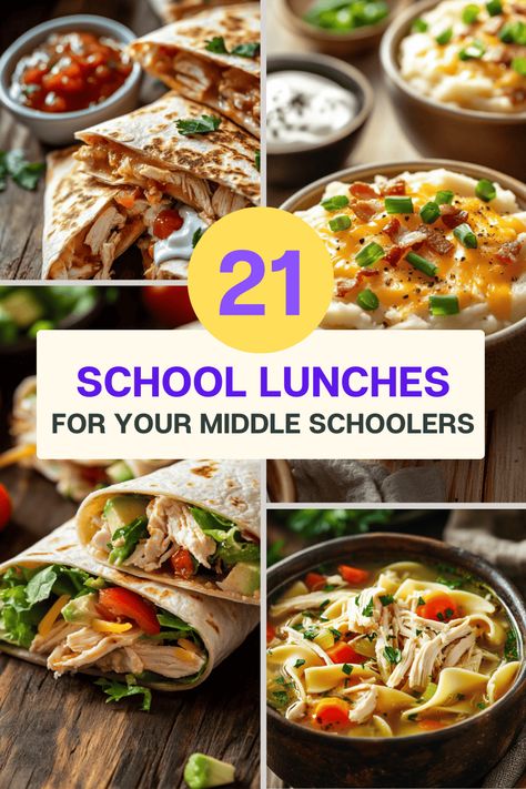 Fun Lunch Ideas for Middle School Kids Easy Delicious School Lunches, School Lunch Ideas Highschool, Lunch For School Kids, Lunch Ideas For Middle Schoolers, Middle School Lunch Ideas, Homeschool Lunch Ideas, Fun School Lunch Ideas, Healthy Lunch Ideas For School, Fun Lunch Ideas