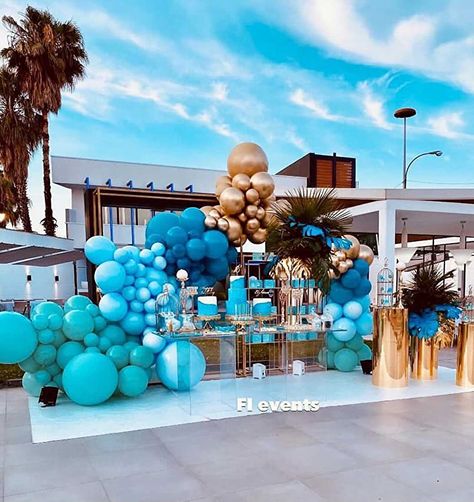 Sea Party Theme, Fishing Theme Party, Happy Birthday Party Decoration, Balloons Blue, Animal Balloons, Under Sea, Ocean Theme Party, Ocean World, Up Balloons