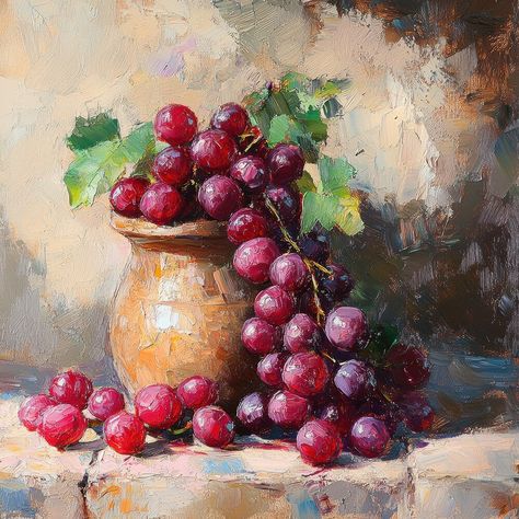 Red Grapes 2 Impressionistic Still Life Oil Painting of Red Purple Grapes Digital Download Print. High resolution digital print file. Prints upto 30 x 30 inches. PLEASE NOTE THIS PRODUCT IS FOR DIGITAL DOWNLOAD ONLY! NO PHYSICAL PRINTS WILL BE SHIPPED. Pod Creative artwork is for PERSONAL USE ONLY. DO NOT use our digital art files for reproduction or commercial use or resale in any form. © POD CREATIVE Feeding Grapes Painting, Grape Painting, Grape Oil, Still Life Paintings, Rose Flower Pictures, Still Life Oil Painting, Still Life Drawing, Purple Grapes, Red Grapes