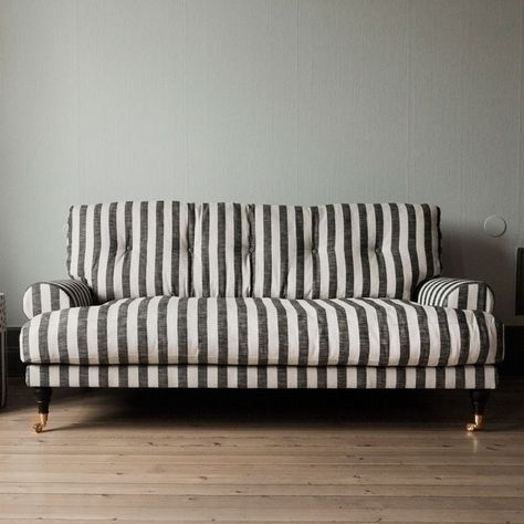 Att Pynta Blanca Yin/Yang Linen Sofa from Striped Couch, Howard Sofa, Striped Sofa, Living In London, Linen Sofa, Luxury Sofa, Comfortable Sofa, Interior Trend, Yin Yang