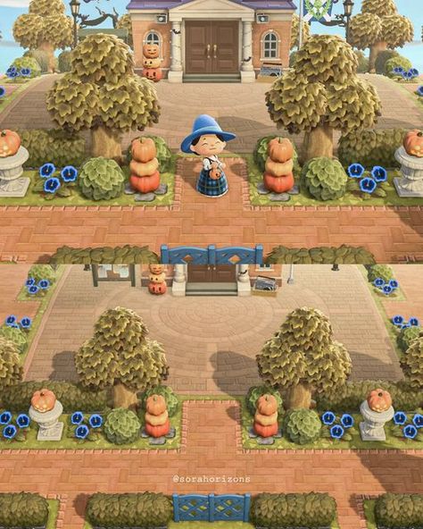 Animal Crossing Island Ideas Plaza, Resident Services, Ac Codes, Cosy Evening, Plaza Design, Acnh Cottagecore, Halloween Friends, Animal Crossing Guide, Animal Crossing Wild World