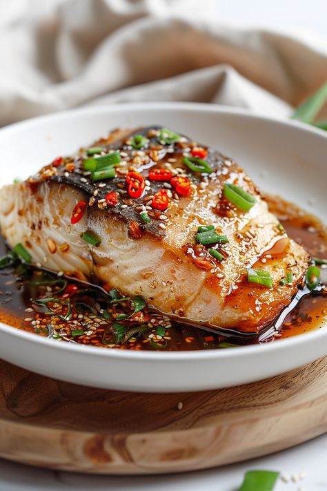 Easy and Delicious Keto Asian-Inspired Chilean Seabass in Soy Ginger Sauce Recipe Asian Style Fish Recipe, Sea Bass Recipes Asian, Seabass Recipe Asian, Miso Seabass Recipe, Asian Cod Recipes, Seabass Fillet Recipe, Miso Sea Bass, Healthy Homesteader, Seabass Recipe