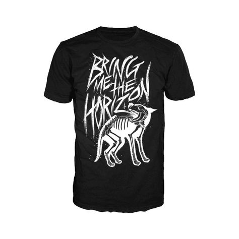 Bring Me The Horizon Merchandise - Clothing, T-Shirts & Posters -... ❤ liked on Polyvore featuring tops and t-shirts Wolf Graphic, Bring Me The Horizon, The Horizon, Quality T Shirts, Band Tees, Cotton Tee, Bones, Shirt Designs, Tshirt Designs