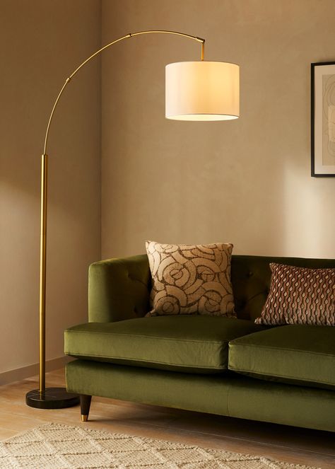 Large Arc Floor Lamp, Floor Arch Lamp, Over Arching Floor Lamps Living Room, Sofa Lamp Ideas, Mid Century Modern Floor Lamps Living Room, Lamps Floor Living Room, Over Head Floor Lamp, Bedroom Lighting Floor Lamp, Statement Floor Lamps