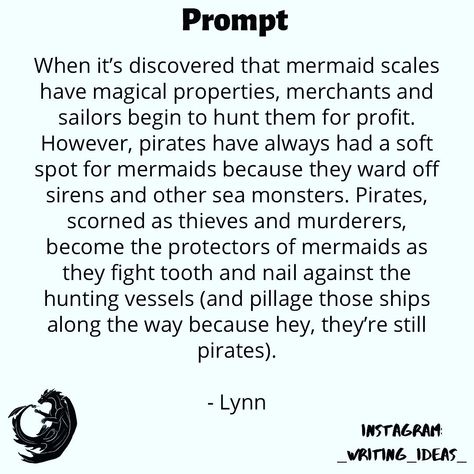 Siren Story Prompts, Fantasy Story Ideas Magic Writing Prompts, Pirate X Mermaid Prompts, Pirate Book Ideas, Poison Writing Prompts, Siren Prompts, Pirate Romance Writing Prompts, Ship Ideas Writing, Pirate Surnames