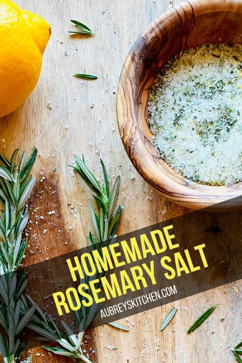 Rosemary salt is an easy way to elevate herbaceous and zesty flavor in your favorite meat, fish or vegetable dishes! Rosemary Salt Recipe, Flavored Salts Recipes, Herb Salt Recipe, Family Dinner Recipe, Rosemary Salt, Cucumber Bites, Gourmet Salt, Homemade Spice Blends, Seasoning And Spice