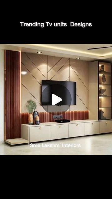 Sree Lakshmi Interiors on Instagram: "Trending Tv unit designs" Tv Wall Design Modern Tv Rooms, Tv Unit Decor Tv Walls, Tv Panel Design, Latest Tv Unit Designs, Tv Unit Designs, Modern Tv Room, Tv Unit Decor, Tv Unit Interior Design, Living Room Tv Unit Designs